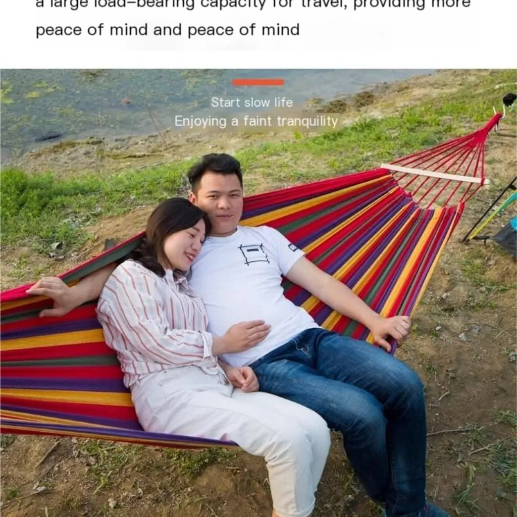 Hammock Double Hammock Outdoor Home Double Hanging Chair Dormitory Bedroom Camping Picnic Camping Load-Bearing Fixed Hammock Outdoor