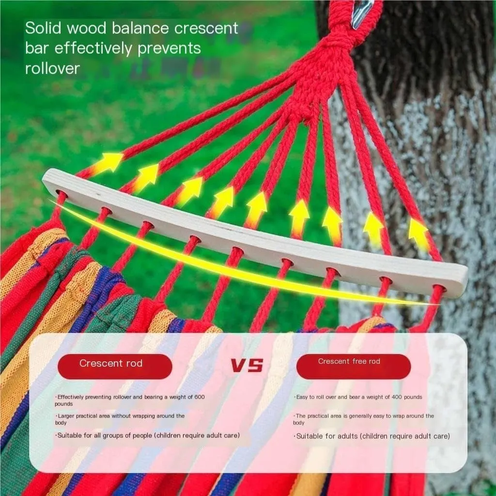 Hammock Double Hammock Outdoor Swing Outdoor Picnic Beach Indoor Anti-Rollover Dormitory Adult Hanging Chair Hanging Basket Hammock Outdoor(Red,Small)