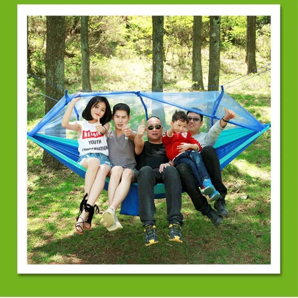 Hammock Double Mosquito Net Hammock Double Outdoor Anti-Mosquito Parachute Cloth Swing Outdoor Sleeping Hanging Tree Camping Hammock Outdoor(A)