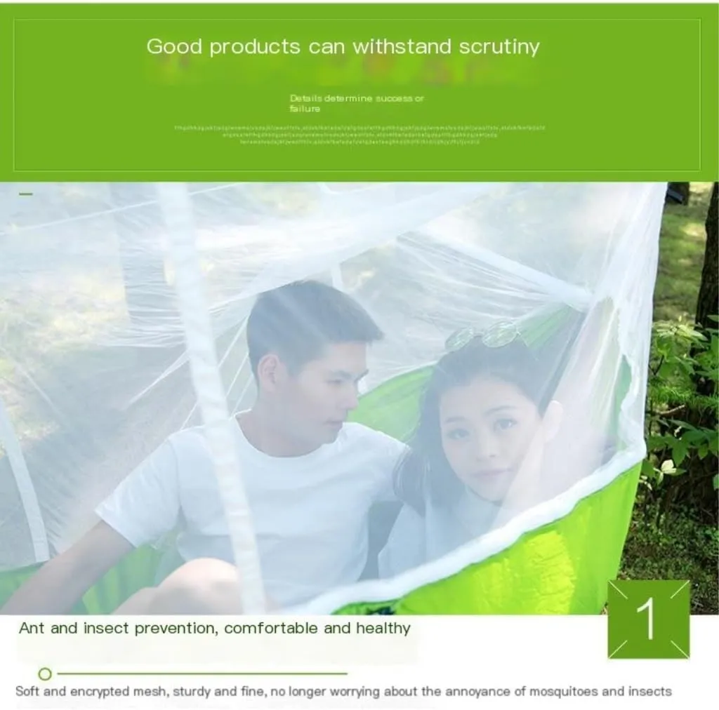 Hammock Double Mosquito Net Hammock Double Outdoor Anti-Mosquito Parachute Cloth Swing Outdoor Sleeping Hanging Tree Camping Hammock Outdoor(A)
