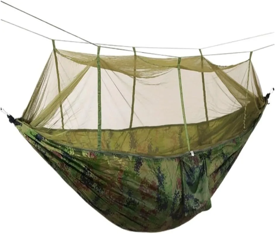 Hammock Double Mosquito Net Hammock Double Outdoor Anti-Mosquito Parachute Cloth Swing Outdoor Sleeping Hanging Tree Camping Hammock Outdoor(A)