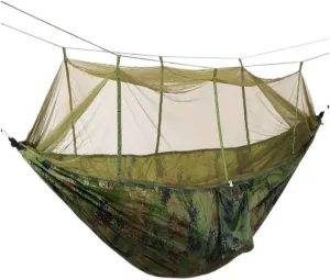 Hammock Double Mosquito Net Hammock Double Outdoor Anti-Mosquito Parachute Cloth Swing Outdoor Sleeping Hanging Tree Camping Hammock Outdoor(A)