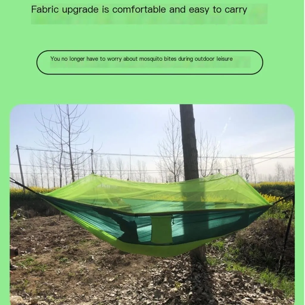 Hammock Double Outdoor Anti-Mosquito Hammock Automatic Quick Opening with Mosquito Net Parachute Cloth Single Double Hammock Outdoor(Blue,A)