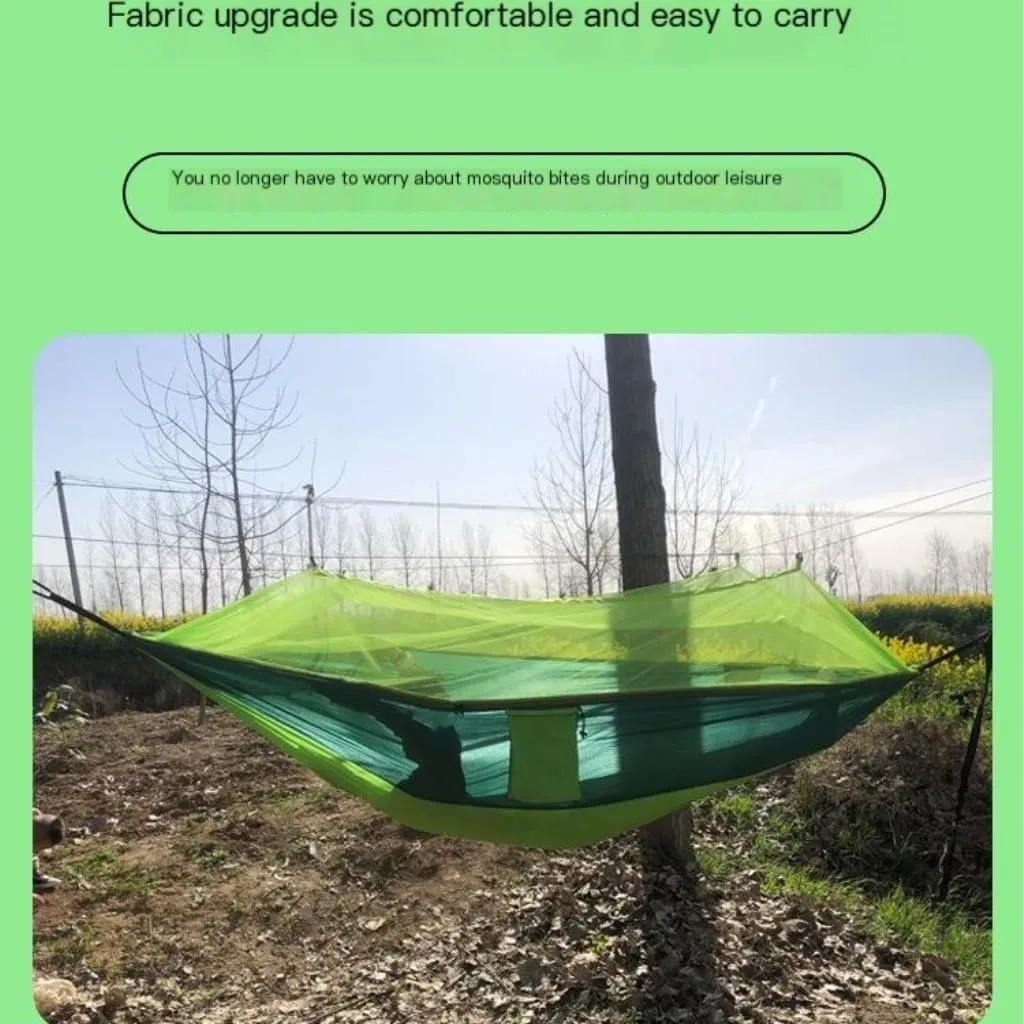 Hammock Double Outdoor Anti-Mosquito Hammock Automatic Quick Opening with Mosquito Net Parachute Cloth Single Double Hammock Outdoor(Blue,A)