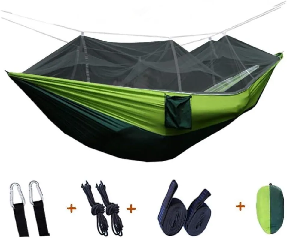 Hammock Double Outdoor Camping Mosquito Net Hammock Nylon Parachute Cloth Hammock with Mosquito Net Outdoor Swing Hammock Hammock Outdoor(E)