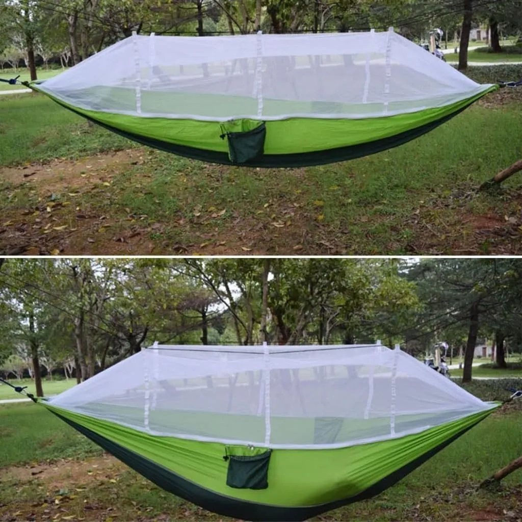 Hammock Double Outdoor Camping Mosquito Net Hammock Nylon Parachute Cloth Hammock with Mosquito Net Outdoor Swing Hammock Hammock Outdoor(E)