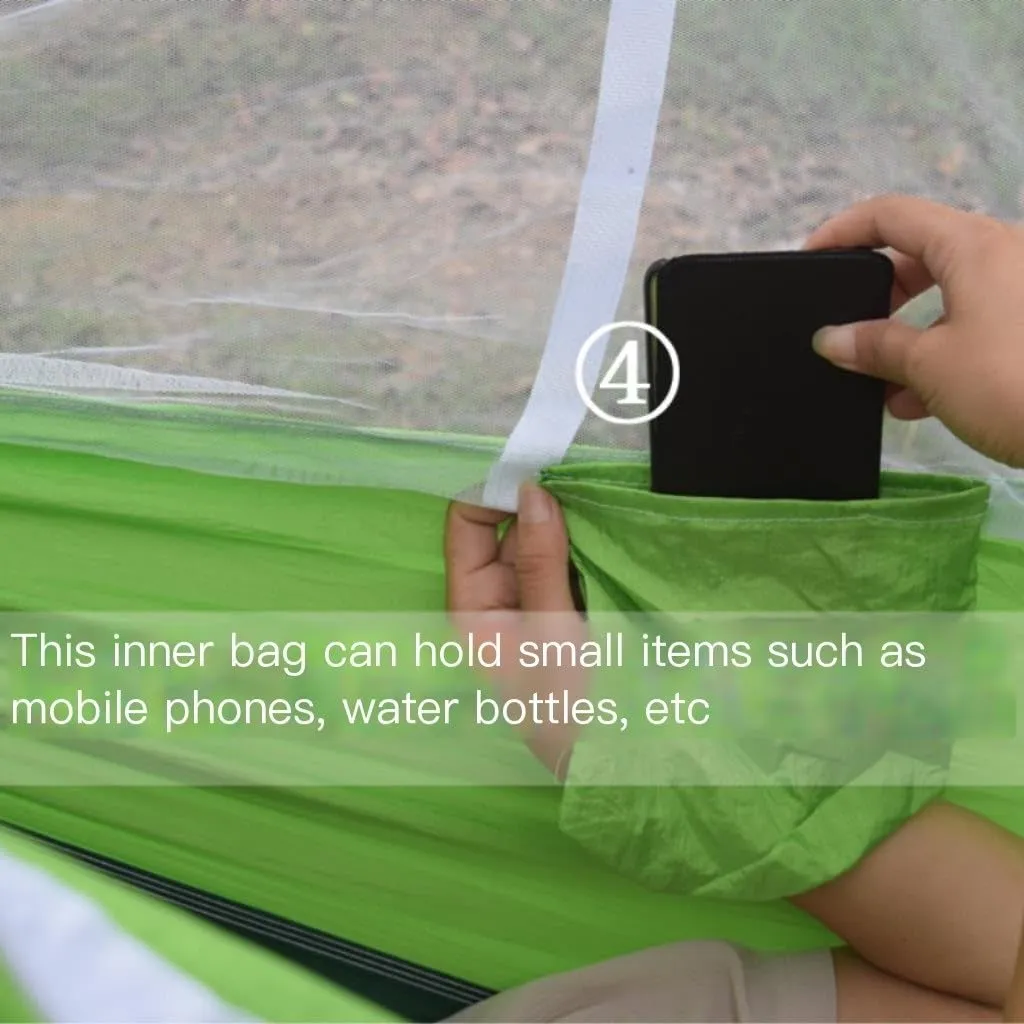Hammock Double Outdoor Camping Outdoor Mosquito Net Hammock Double 210T Nylon Anti-Mosquito Parachute Cloth Air Camping Tent Hammock Outdoor(Pink)