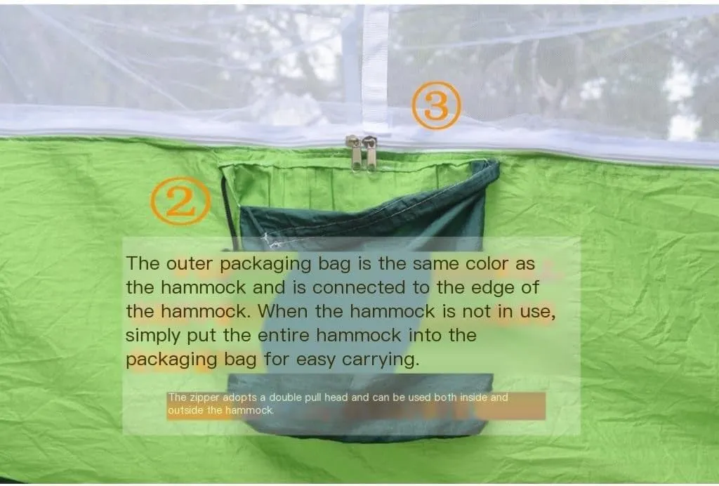 Hammock Double Outdoor Camping Outdoor Mosquito Net Hammock Double 210T Nylon Anti-Mosquito Parachute Cloth Air Camping Tent Hammock Outdoor(Pink)