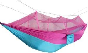 Hammock Double Outdoor Camping Outdoor Mosquito Net Hammock Double 210T Nylon Anti-Mosquito Parachute Cloth Air Camping Tent Hammock Outdoor(Pink)