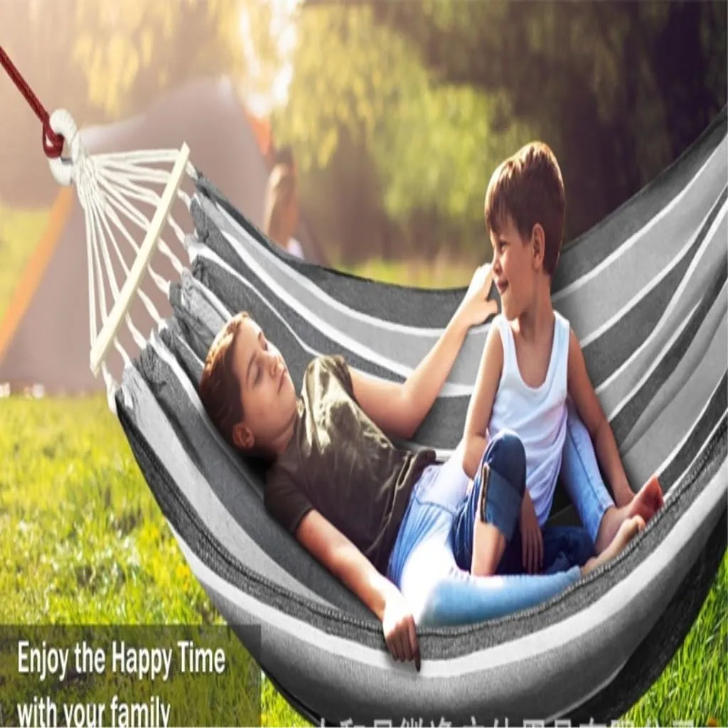 Hammock Double Outdoor Canvas Hammock Camping Anti-Rollover Swing Thickened Spot Single Double Duckbill Buckle Hammock Hammock Outdoor(F)