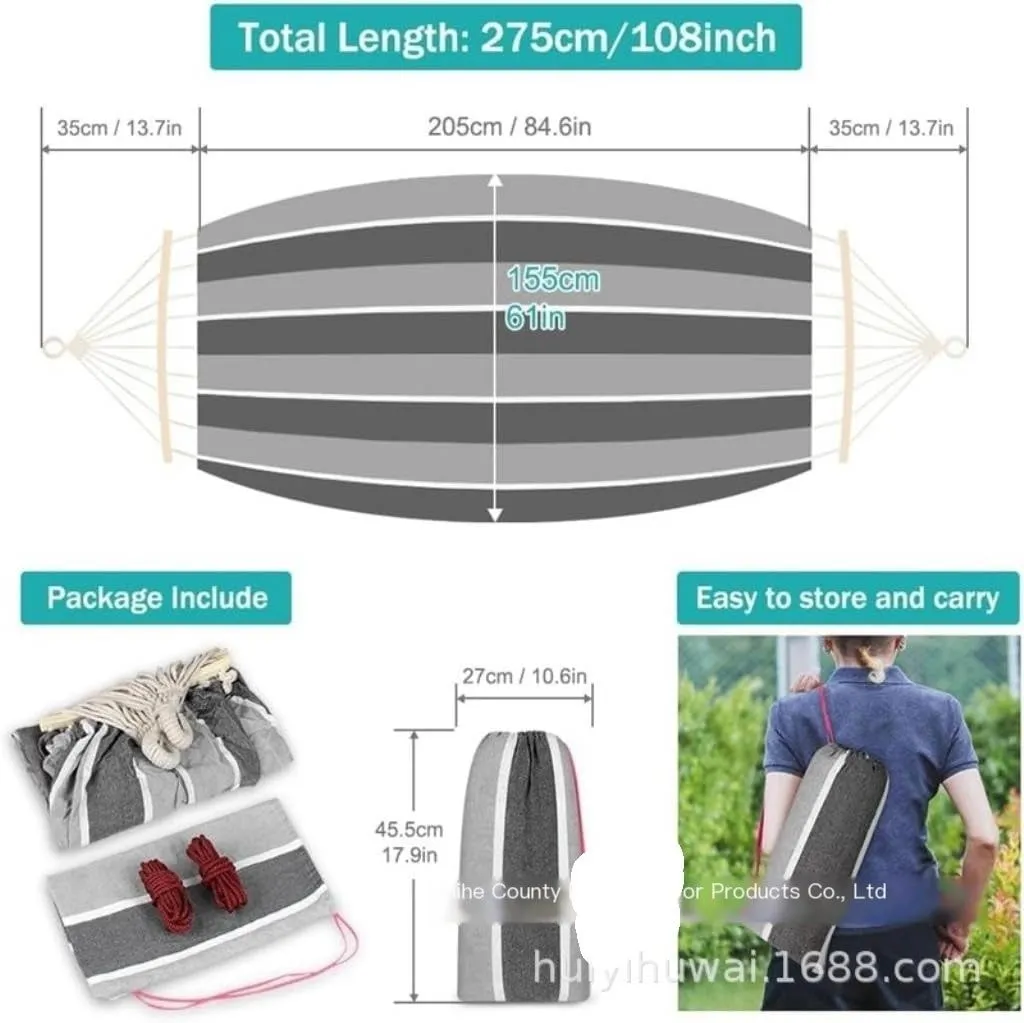 Hammock Double Outdoor Canvas Hammock Camping Anti-Rollover Swing Thickened Spot Single Double Duckbill Buckle Hammock Hammock Outdoor(F)
