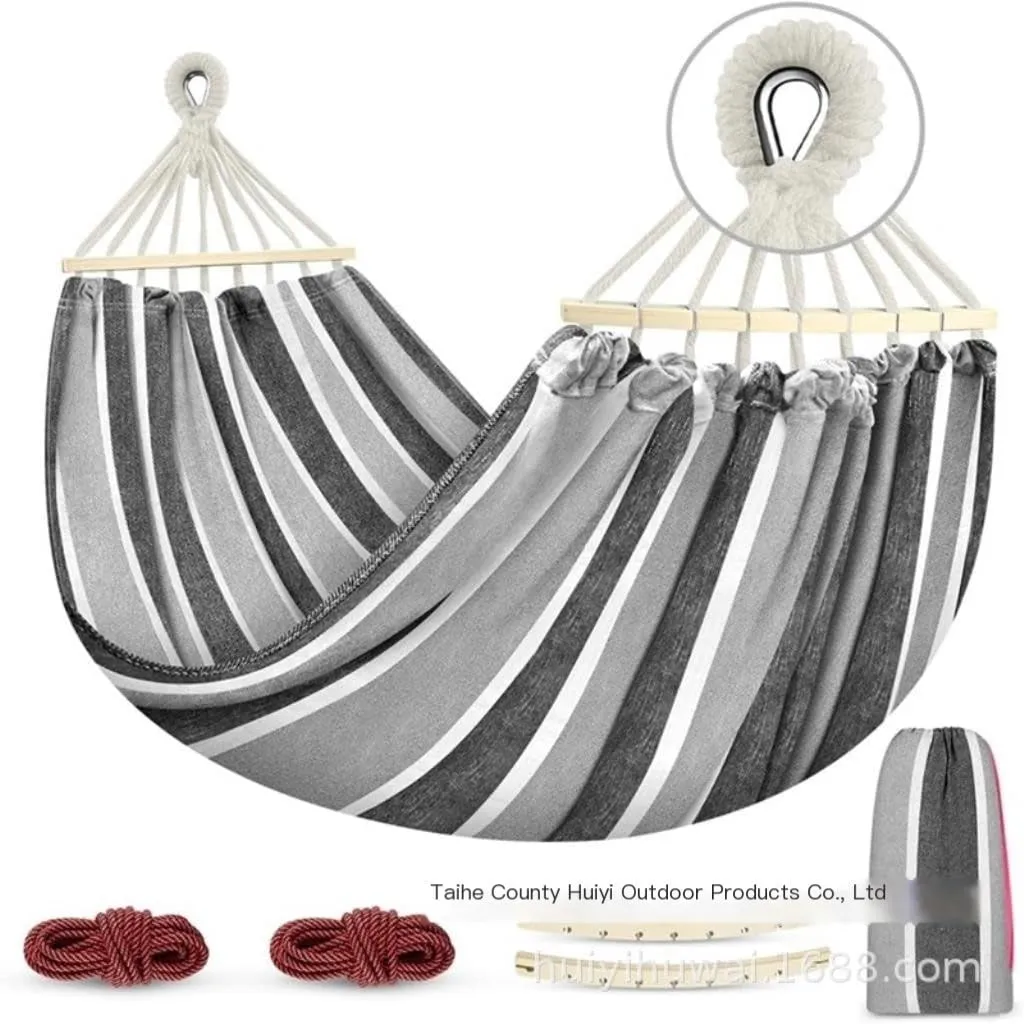 Hammock Double Outdoor Canvas Hammock Camping Anti-Rollover Swing Thickened Spot Single Double Duckbill Buckle Hammock Hammock Outdoor(F)