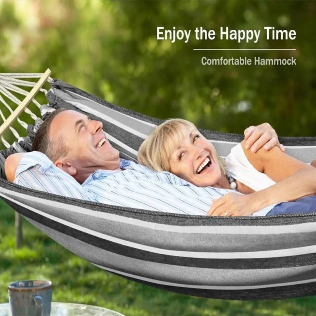 Hammock Double Outdoor Canvas Hammock Camping Anti-Rollover Swing Thickened Spot Single Double Duckbill Buckle Hammock Hammock Outdoor(F)