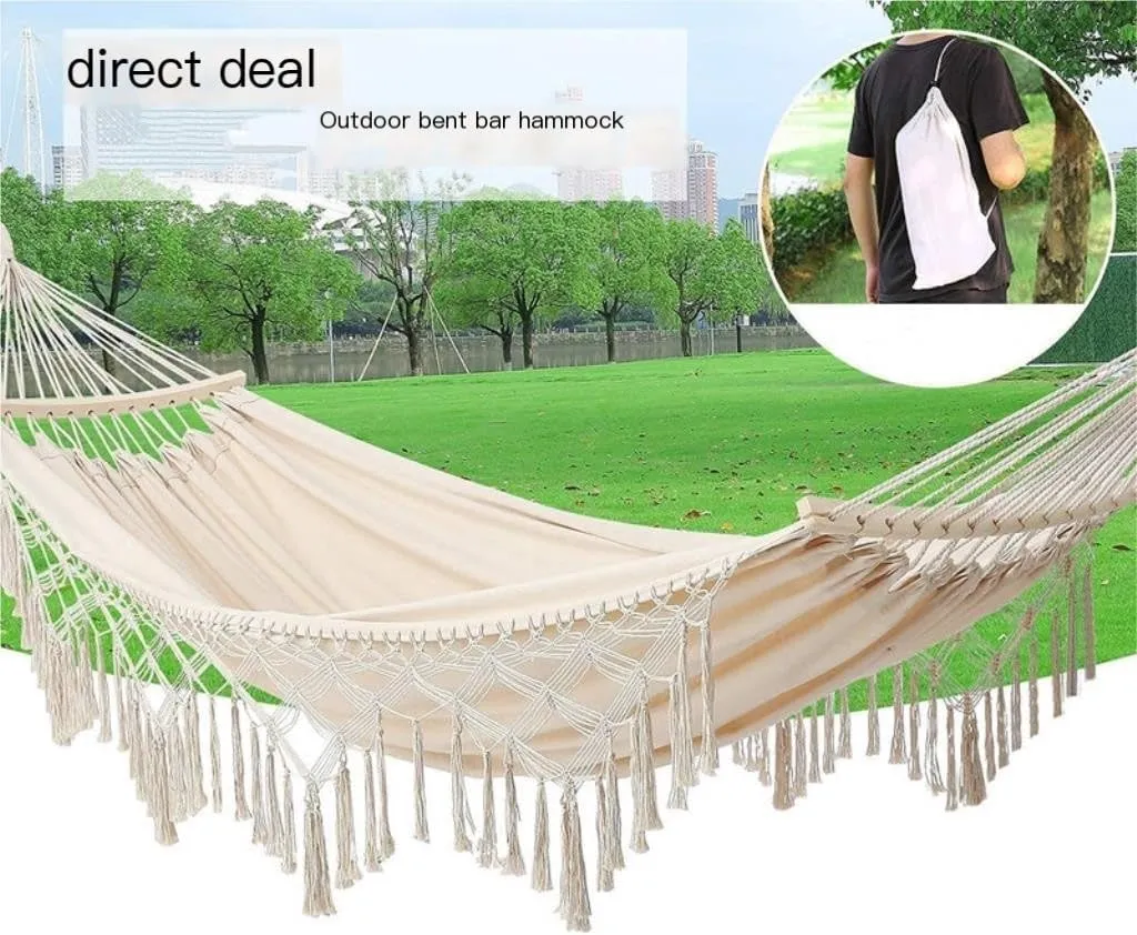 Hammock Double Outdoor Hammock Single Double Camping Hanging Tree Outdoor Indoor Thick Canvas Leisure Homestay Decoration Hammock Outdoor(C)