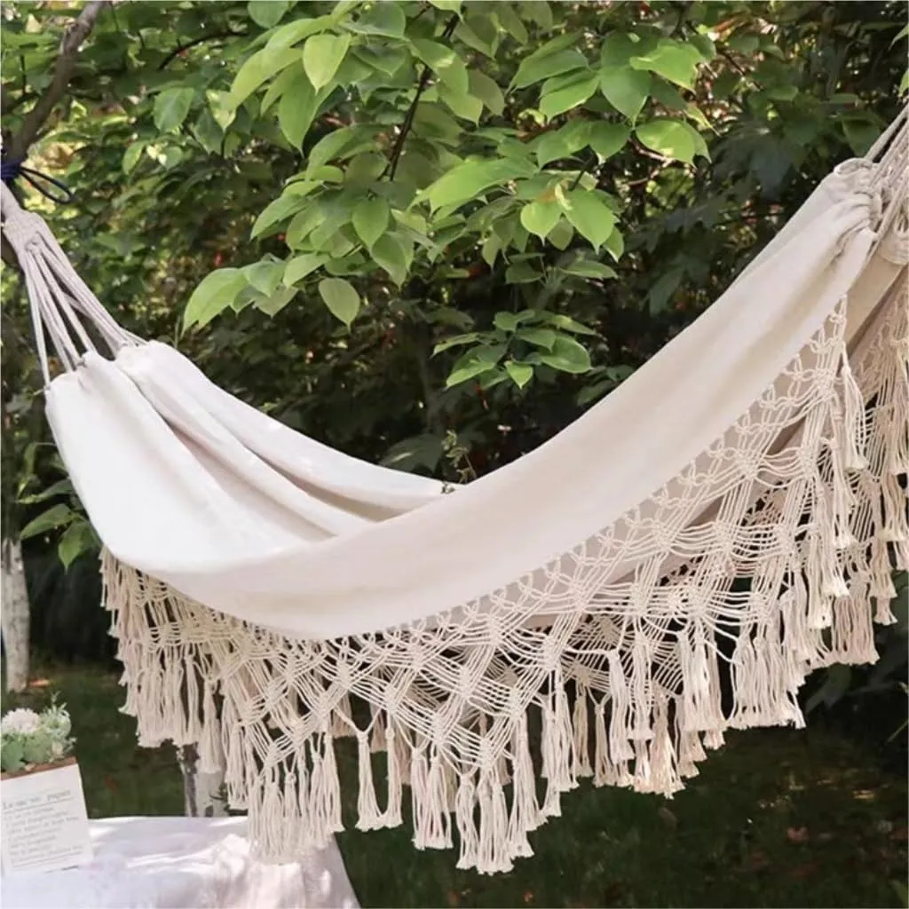 Hammock Double Outdoor Hammock Single Double Camping Hanging Tree Outdoor Indoor Thick Canvas Leisure Homestay Decoration Hammock Outdoor(C)