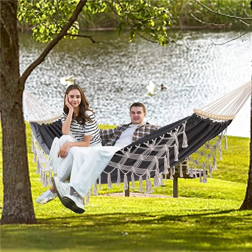 Hammock Double Outdoor Hammock Single Double Camping Hanging Tree Outdoor Indoor Thick Canvas Leisure Homestay Decoration Hammock Outdoor(C)