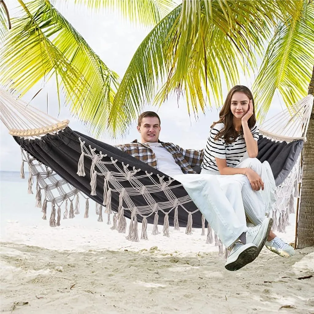 Hammock Double Outdoor Hammock Single Double Camping Hanging Tree Outdoor Indoor Thick Canvas Leisure Homestay Decoration Hammock Outdoor(C)