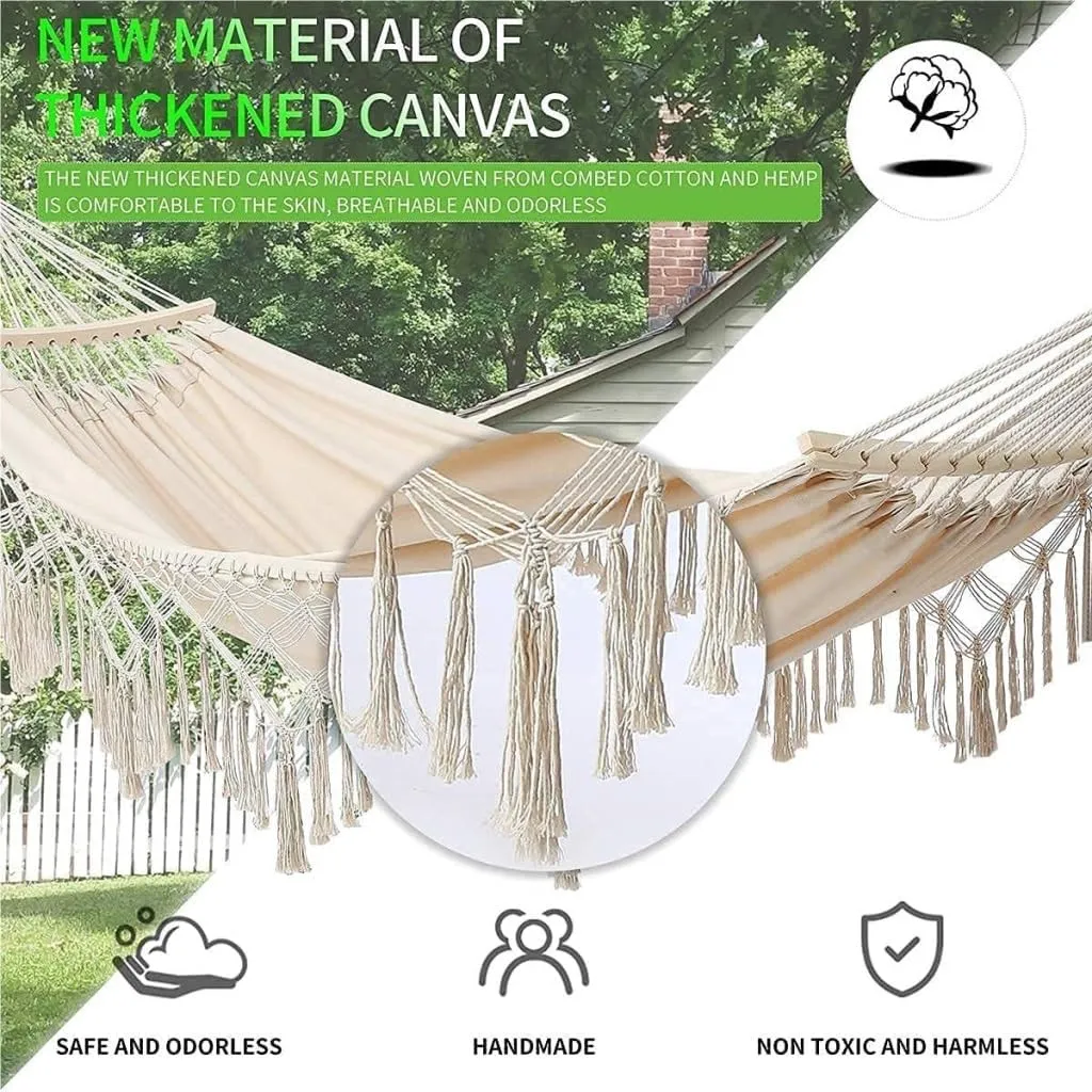 Hammock Double Outdoor Hammock Single Double Camping Hanging Tree Outdoor Indoor Thick Canvas Leisure Homestay Decoration Hammock Outdoor(C)