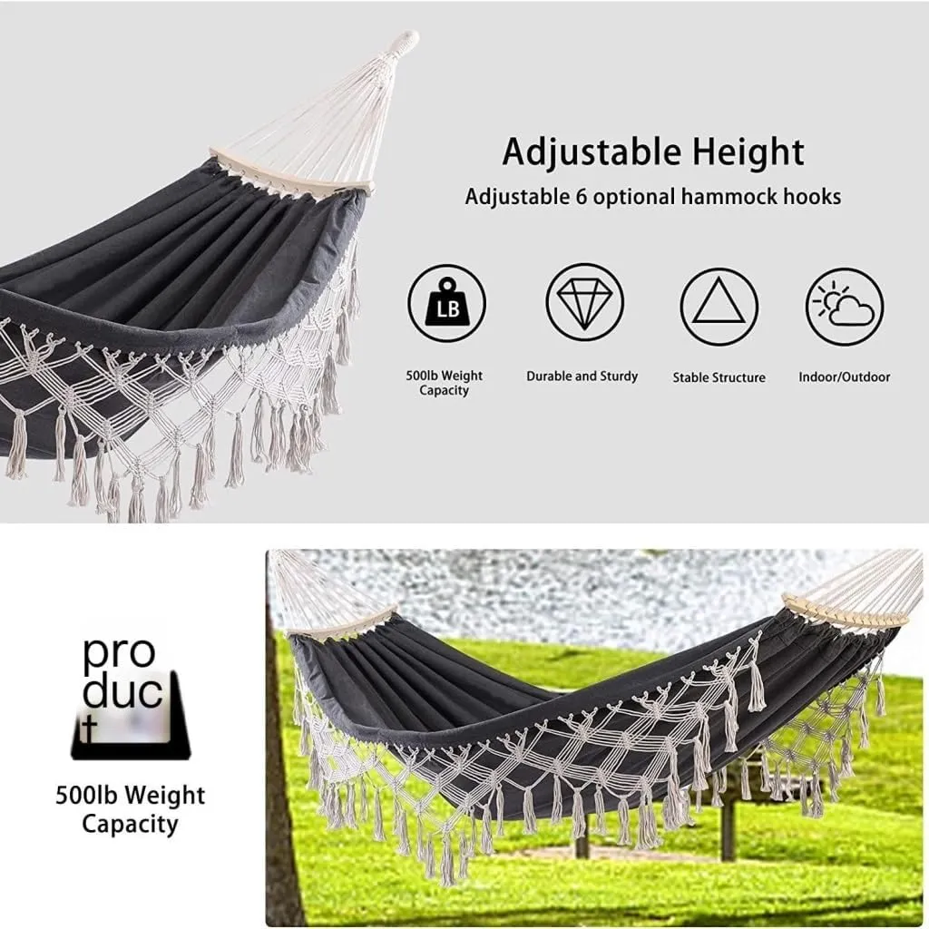Hammock Double Outdoor Hammock Single Double Camping Hanging Tree Outdoor Indoor Thick Canvas Leisure Homestay Decoration Hammock Outdoor(C)