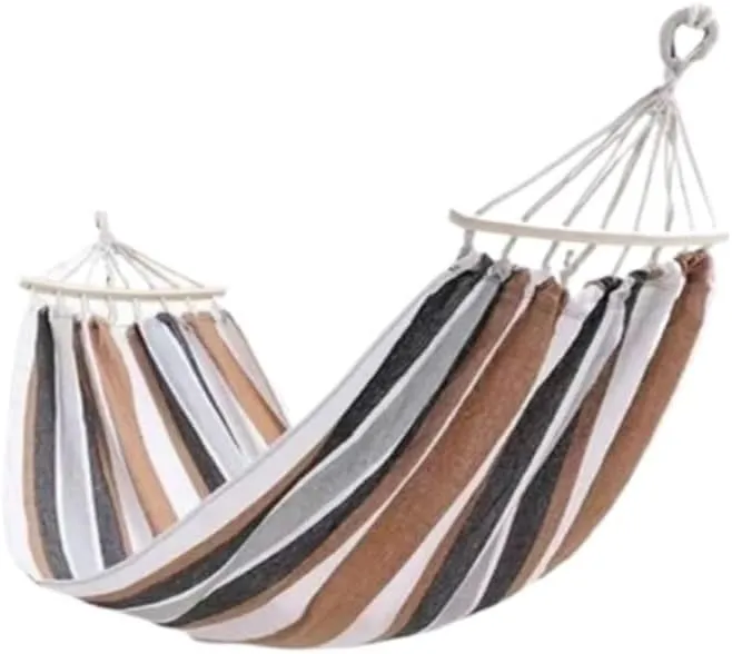 Hammock Double Outdoor Thickened Canvas Outdoor Bent Wooden Stick Hanging Sheet Double Hammock Swing Dormitory Camping Hammock Outdoor(B)