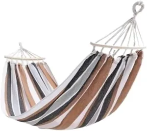 Hammock Double Outdoor Thickened Canvas Outdoor Bent Wooden Stick Hanging Sheet Double Hammock Swing Dormitory Camping Hammock Outdoor(B)