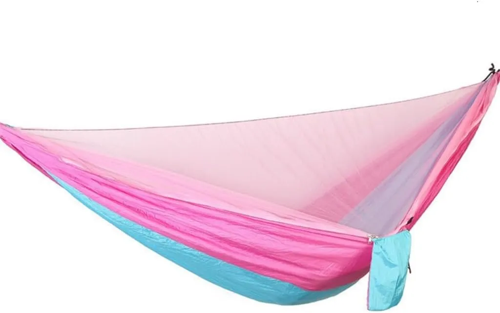 Hammock Double Quick-Release Hammock with Mosquito Net Hanging Sheet Double Parachute Cloth Anti-Rollover Camping Hammock Hammock Outdoor(A)