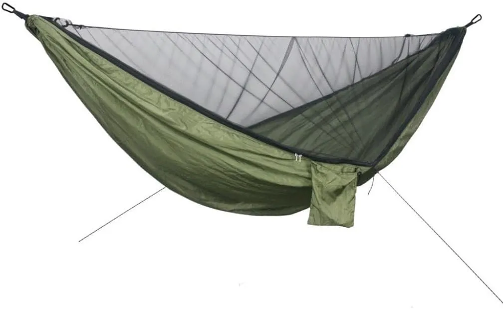 Hammock Double Quick-Release Hammock with Mosquito Net Hanging Sheet Double Parachute Cloth Anti-Rollover Camping Hammock Hammock Outdoor(A)