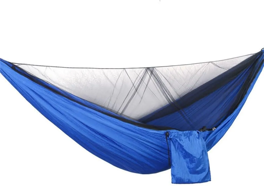 Hammock Double Quick-Release Hammock with Mosquito Net Hanging Sheet Double Parachute Cloth Anti-Rollover Camping Hammock Hammock Outdoor(A)