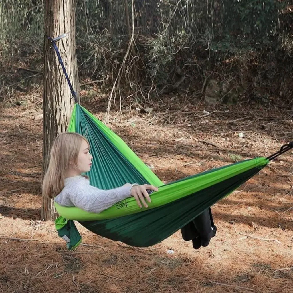 Hammock Double Single Double Inflatable Hammock Outdoor Swing Adult Anti-Rollover Outdoor Camping Anti-Mosquito Durable Hammock Outdoor(Blue,B)