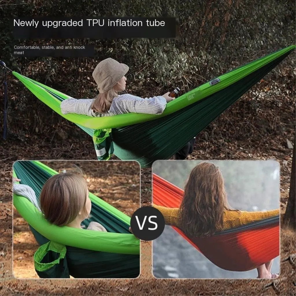 Hammock Double Single Double Inflatable Hammock Outdoor Swing Adult Anti-Rollover Outdoor Camping Anti-Mosquito Durable Hammock Outdoor(Blue,B)