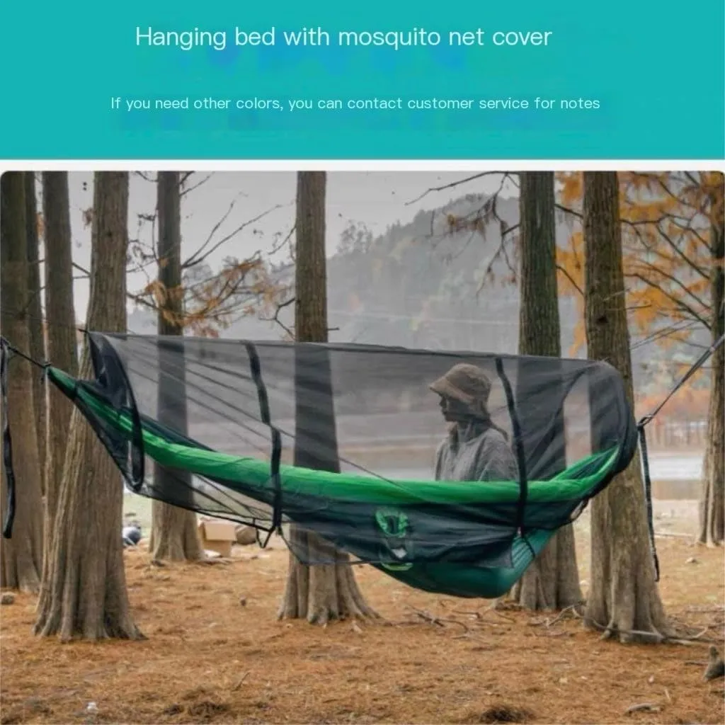 Hammock Double Single Double Inflatable Hammock Outdoor Swing Adult Anti-Rollover Outdoor Camping Anti-Mosquito Durable Hammock Outdoor(Blue,B)