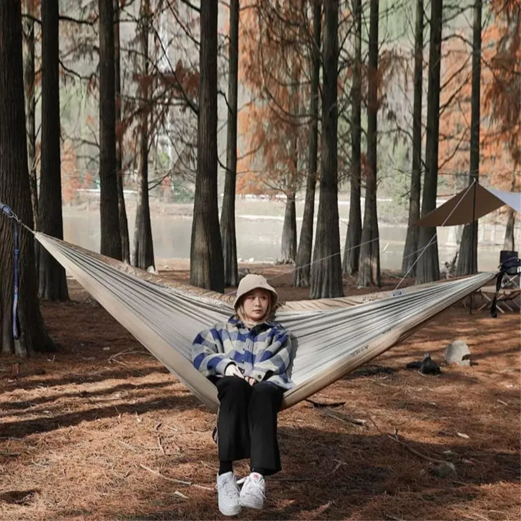 Hammock Double Single Double Inflatable Hammock Outdoor Swing Adult Anti-Rollover Outdoor Camping Anti-Mosquito Durable Hammock Outdoor(Blue,B)