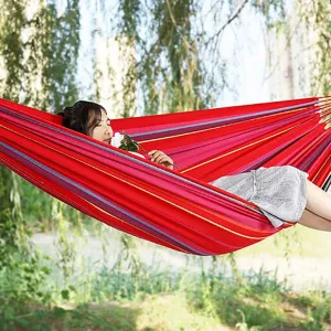 Hammock Outdoor Adult Colorful, 1-2 Person Portable Cotton Breathable Camping Hammock, 300kg Load Capacity-e