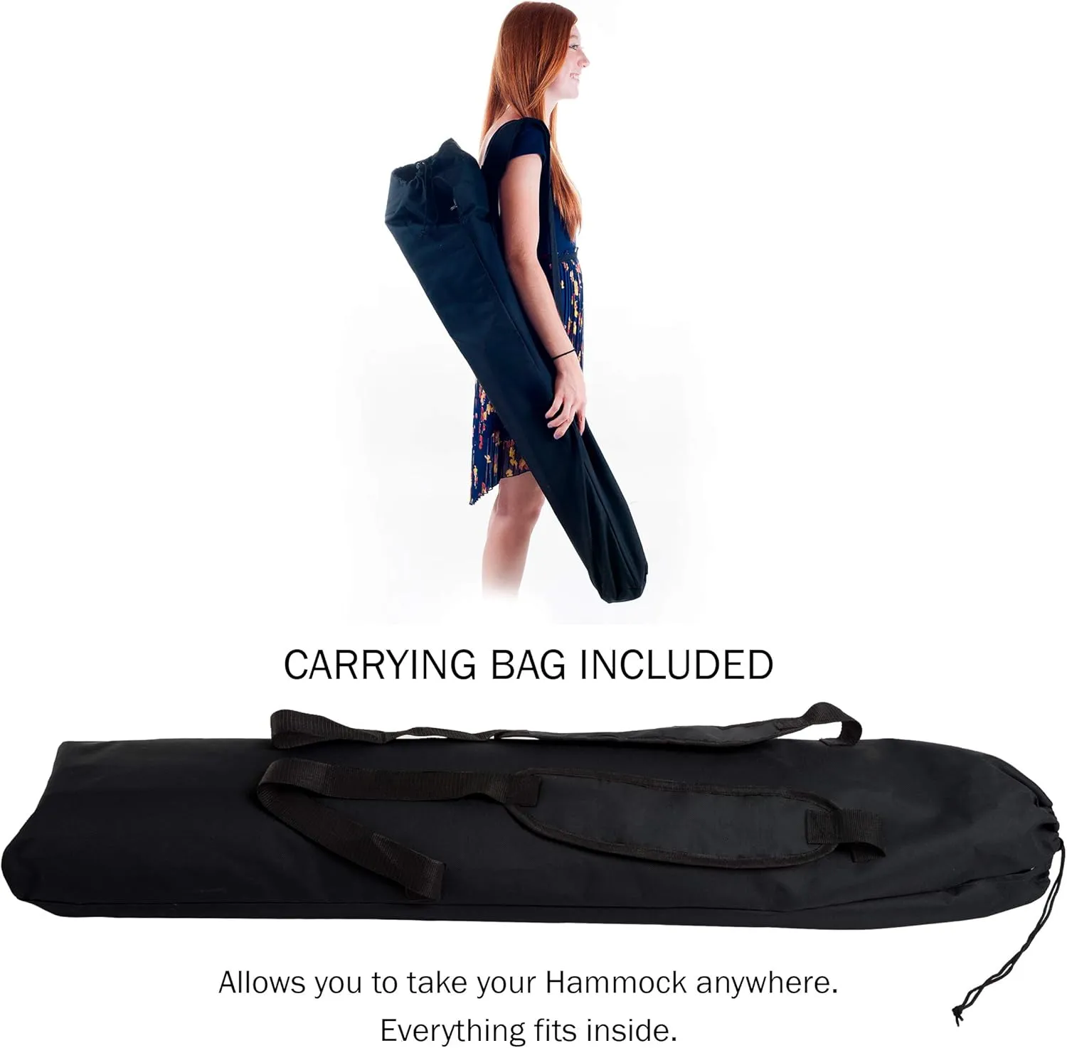 Hammock with Stand Included - Portable Hammock Fits into Carry Bag for Easy Travel - Perfect for Backyard, Pool, Beach, Hiking by Lavish Home (Black)