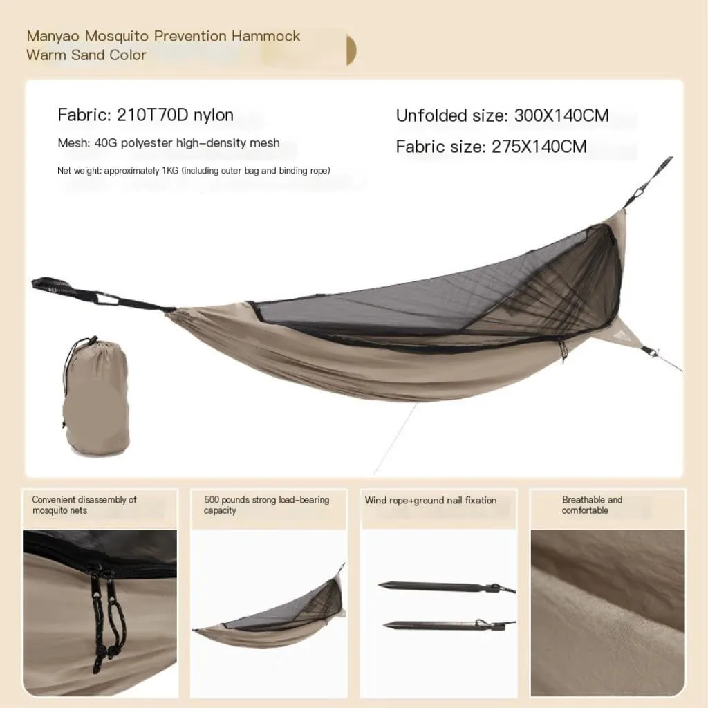 Hammocks Anti-Mosquito Hammock Portable Outdoor Camping Anti-Rollover Summer Mosquito Net Camping Adult Swing Camping Hammocks