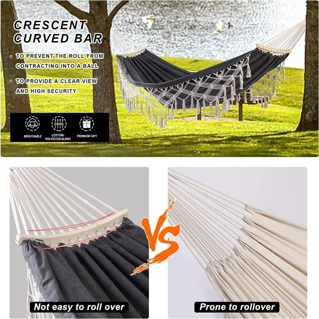 Hammocks European and American Hammock Outdoor Folding Camping Woven Canvas Autumn Portable Hanging Chair Double Camping Hammocks(C)