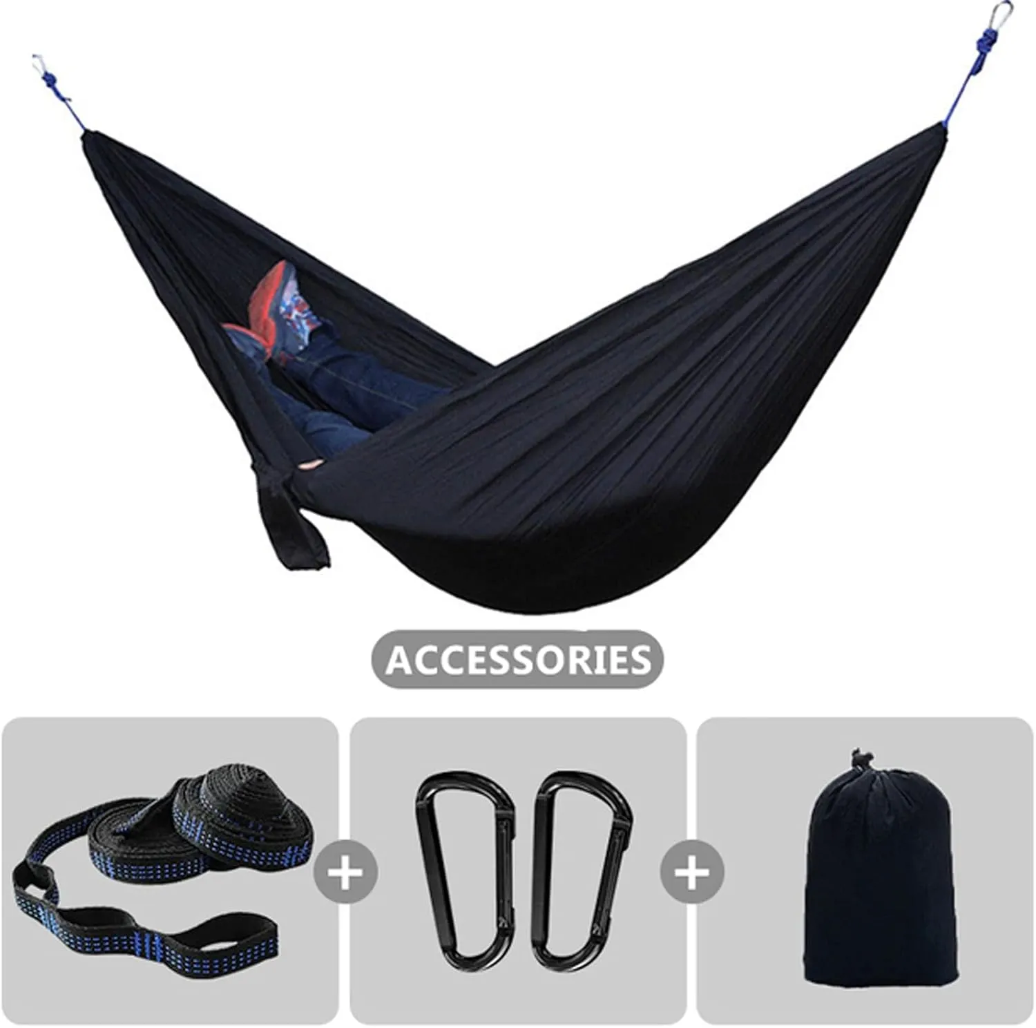 Hammocks Hammock Double Camping Hammock with Tree Strap Lightweight Portable 210T Nylon Hammock Swing Chair for Outdoor Hiking Travel Outdoor Hammock