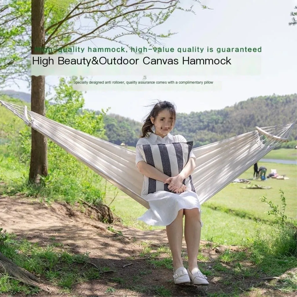 Hammocks Hammock Outdoor Single Double Anti-Rollover Portable Camping Outdoor Detachable and Washable Hanging Chair Camping Hammocks(B,190cm*80cm)