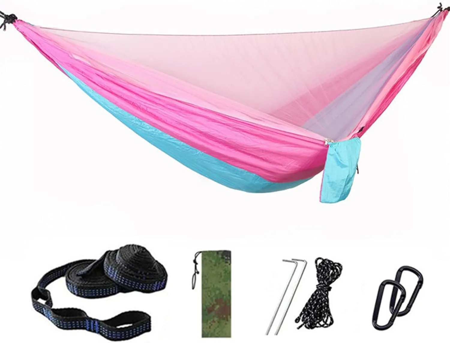 Hammocks Portable Hammock Outdoors Double Camping Hammocks with Mosquito Net Lightweight Parachute Nylon Hammock for Backpacking Hiking Outdoor Hammock