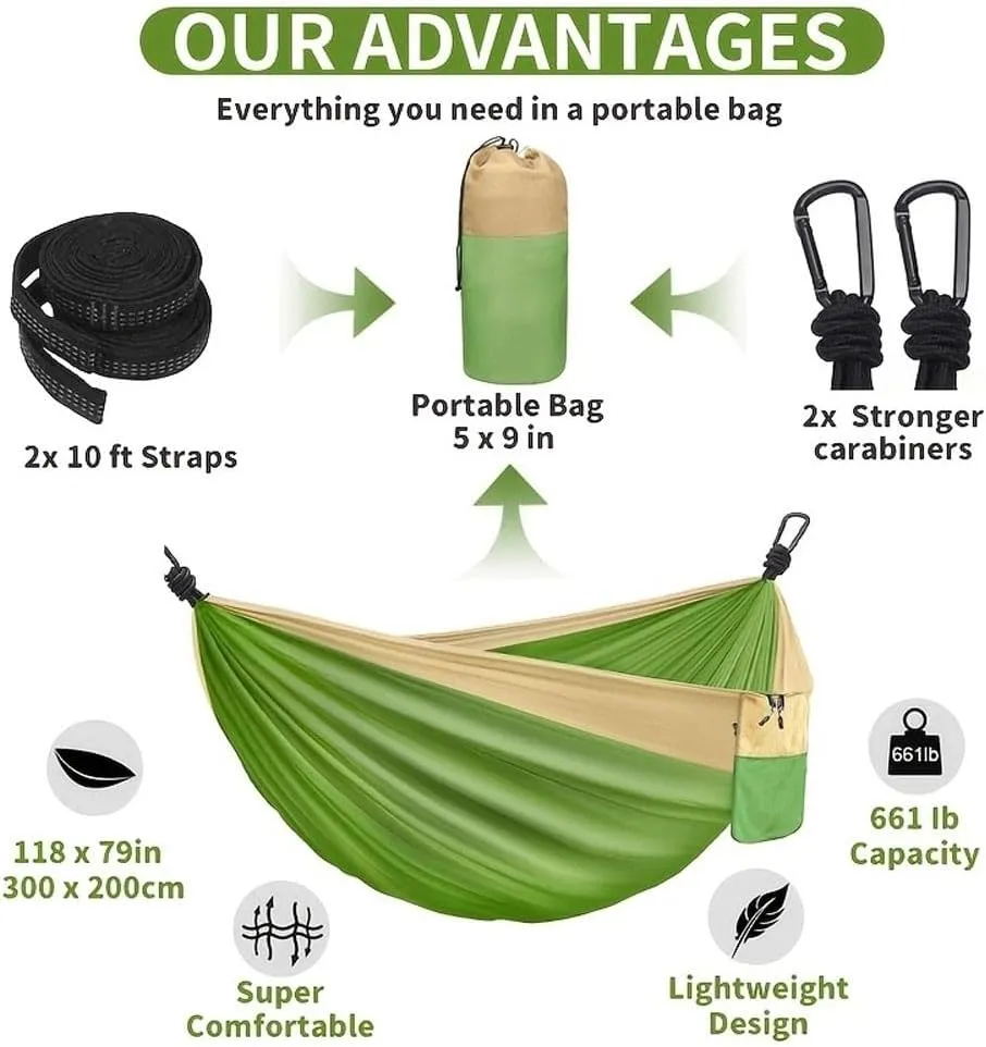 Hammocks,Camping Hammock Double Single Portable Hammock with 2 Tree Straps and 2 Carabiners; Lightweight Nylon Parachute Hammocks Camping Accessories Gear(Grey,Small)