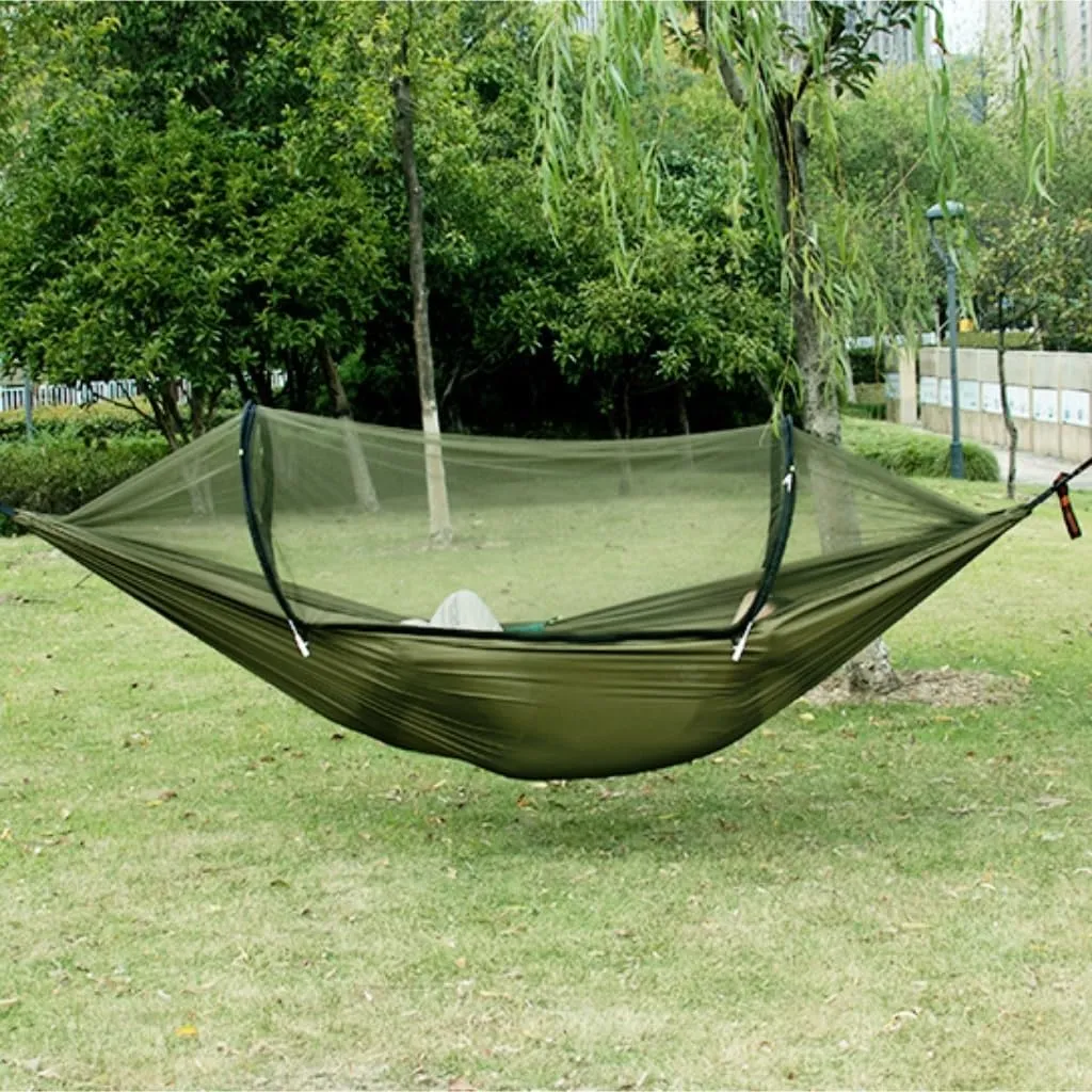 Hamock Hammock Automatic Quick Opening Anti-Mosquito and Anti-Rollover Double Portable Swing with Mosquito Net Hanmock(Green)
