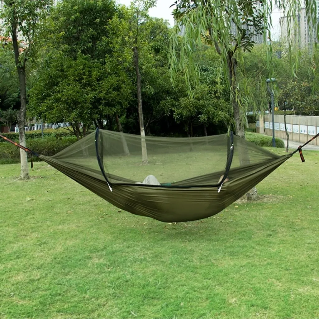 Hamock Hammock Automatic Quick Opening Anti-Mosquito and Anti-Rollover Double Portable Swing with Mosquito Net Hanmock(Green)