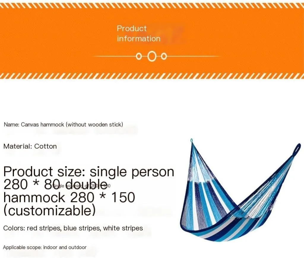 Hamock Single Double Parachute Cloth Hammock Light Breathable Hammock Nylon Hammock Outdoor Swing Anti-Rollover Hanmock(Blue,Small)