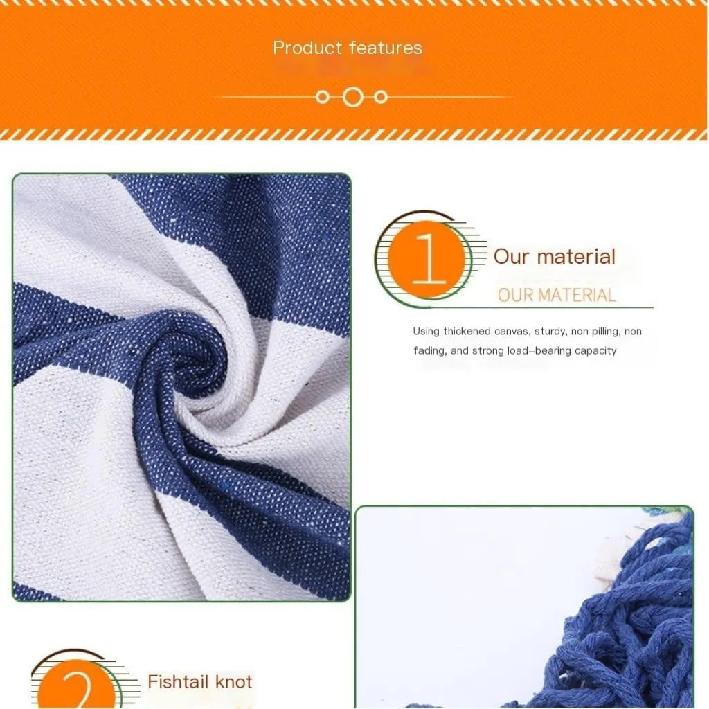 Hamock Single Double Parachute Cloth Hammock Light Breathable Hammock Nylon Hammock Outdoor Swing Anti-Rollover Hanmock(Blue,Small)