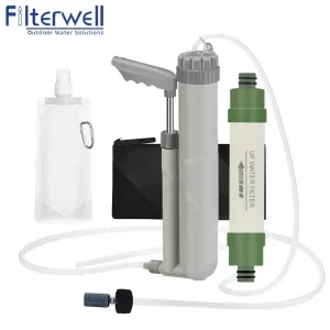 Hand Pump Portable Water Filter - Outdoor Survival Gear UF Drinking Water Purifier for Hiking, Camping, Travel