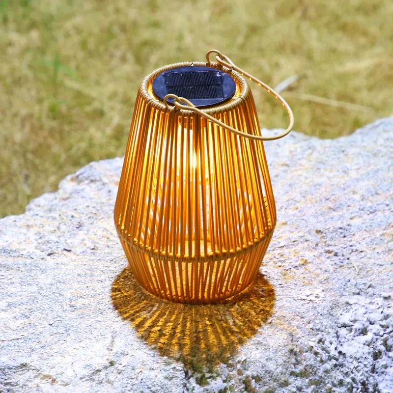 Handwoven Rattan Solar Lantern, Special Design Outdoor Solar Garden Lights, Waterproof Solar Lights Suitable for Patio, Yard, Porch, Pathway, Decorative Lighting