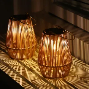 Handwoven Rattan Solar Lantern, Special Design Outdoor Solar Garden Lights, Waterproof Solar Lights Suitable for Patio, Yard, Porch, Pathway, Decorative Lighting