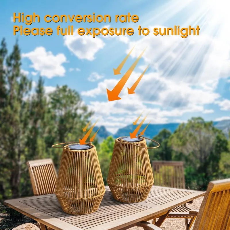 Handwoven Rattan Solar Lantern, Special Design Outdoor Solar Garden Lights, Waterproof Solar Lights Suitable for Patio, Yard, Porch, Pathway, Decorative Lighting