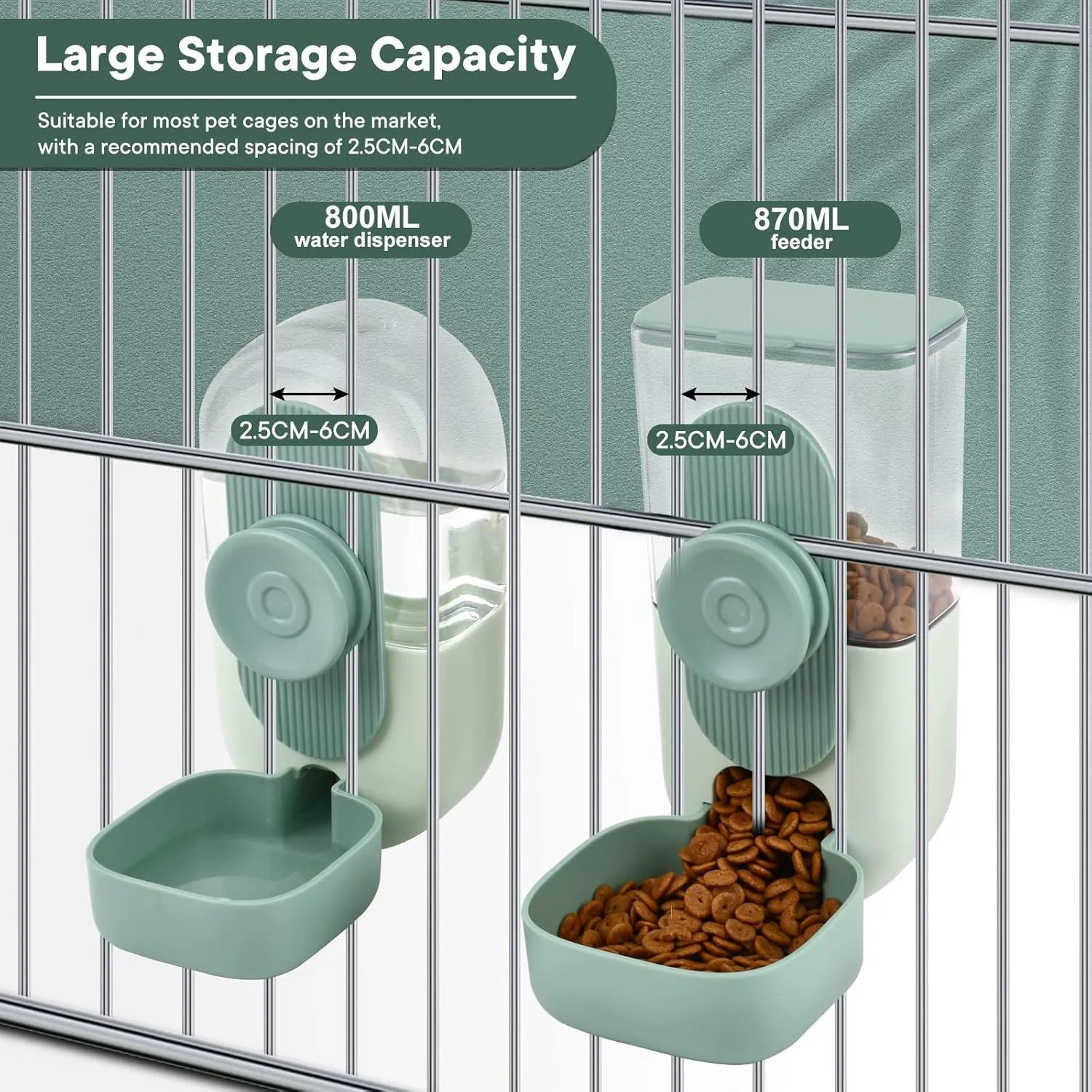 Hanging Automatic Pet Food Water Dispenser, Auto Gravity Rabbit Feeder and Water Dispenser Set，pet Feeder Station for Puppy Kitten Rabbit Chinchilla Hedgehog Guinea Pig Ferret