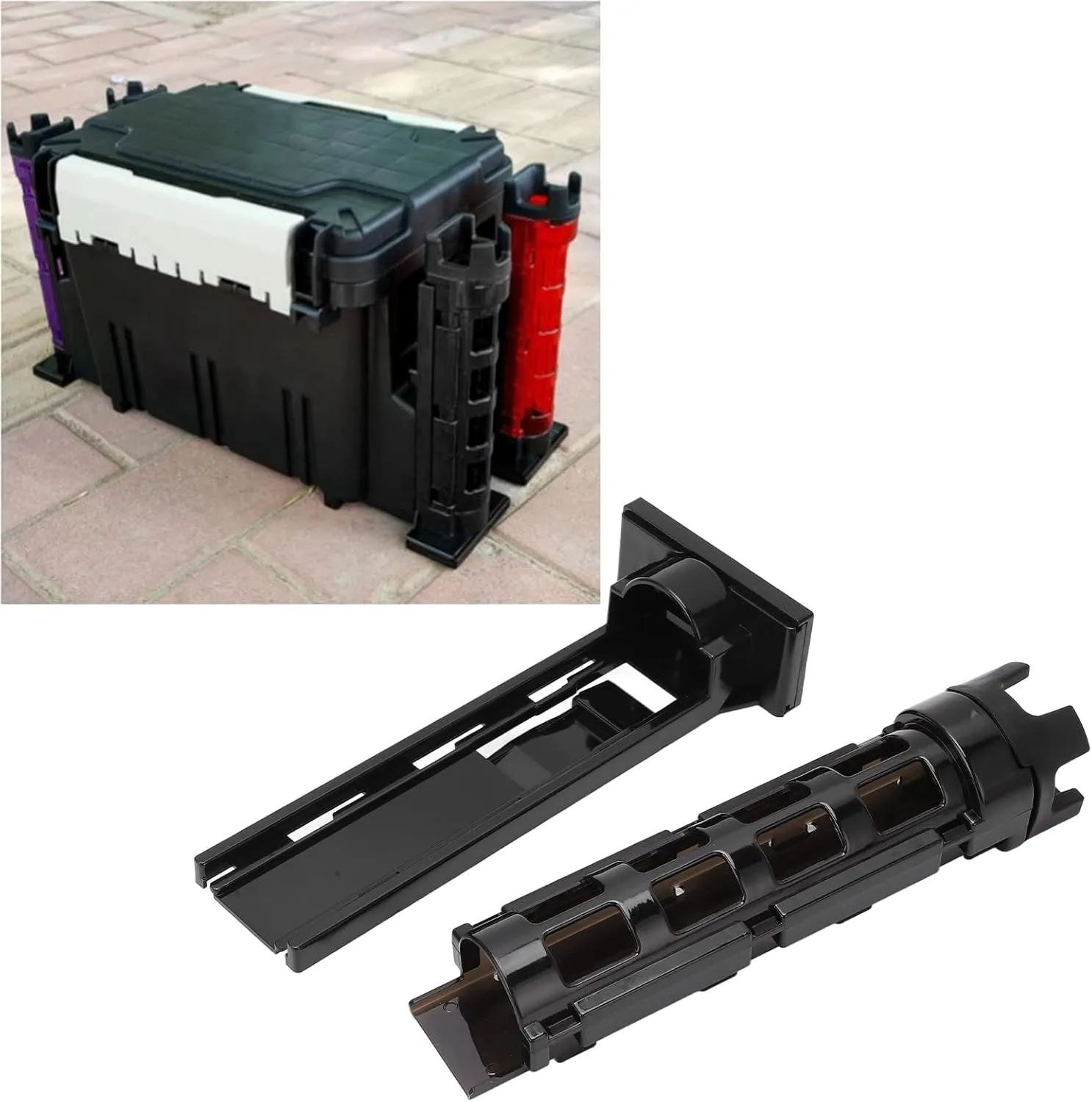 Haofy Fishing Box Rod Stand, Lightweight ABS Water Filter Hole Fishing Box Rod Stand for Fish Pond